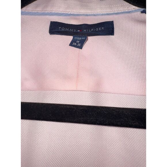 Tommy Hilfiger Men’s Long Sleeve Button-Up Shirt  Light Pink – Size 16 34-35 - Picture 5 of 5